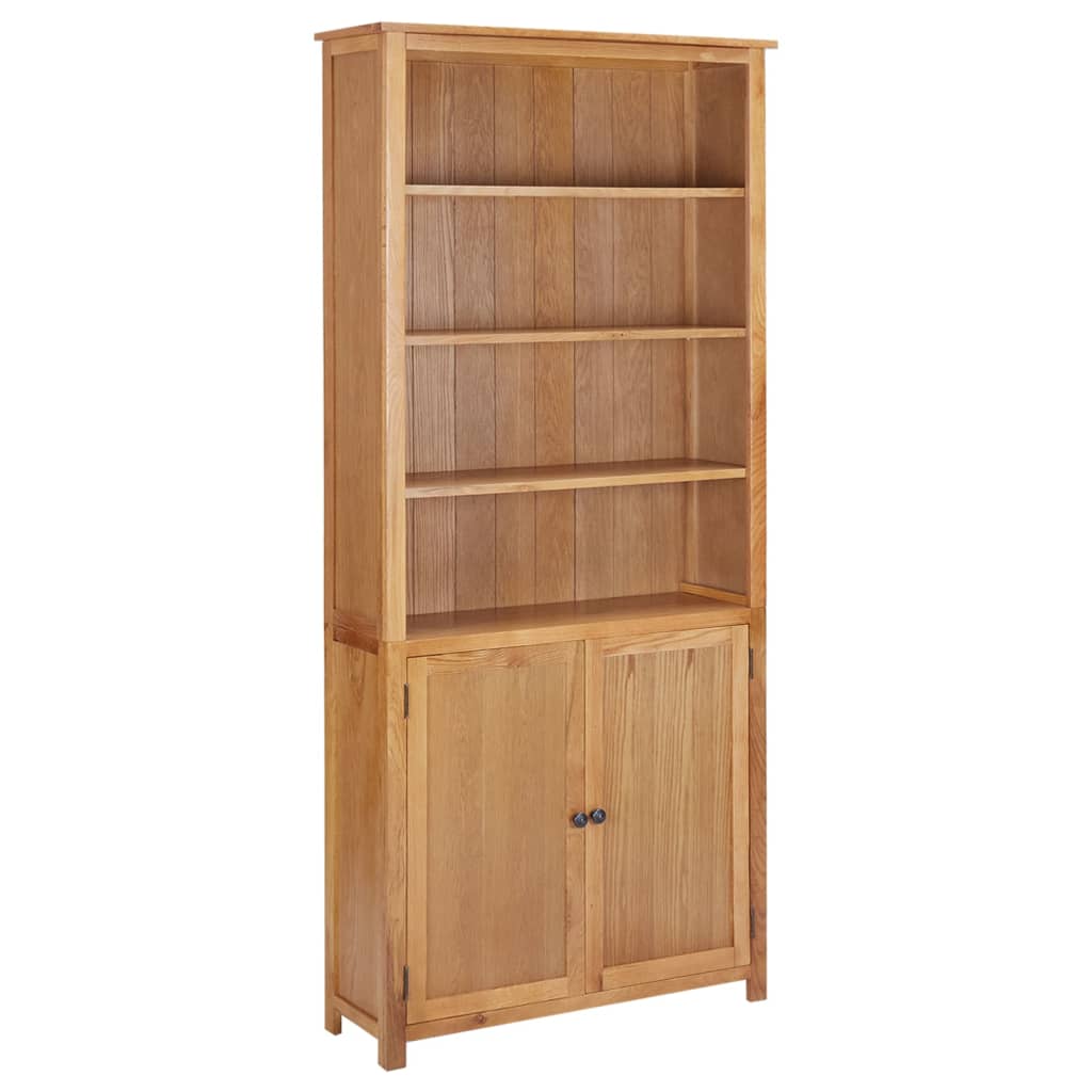 Βιβλιοθήκη με 2 Πόρτες 90 x 30 x 200 εκ. Μασίφ Ξύλο Δρυός - Pakobazaar