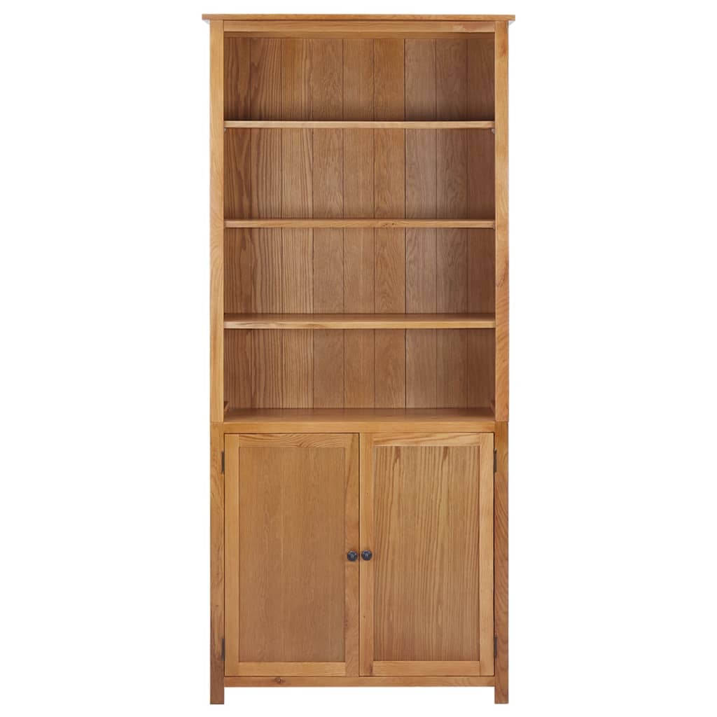 Βιβλιοθήκη με 2 Πόρτες 90 x 30 x 200 εκ. Μασίφ Ξύλο Δρυός - Pakobazaar