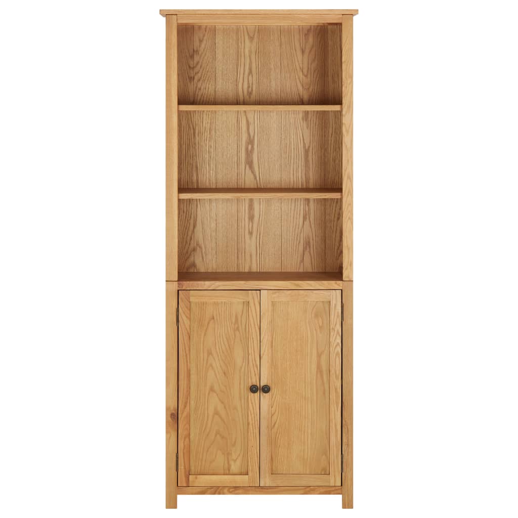 Βιβλιοθήκη με 2 Πόρτες 70 x 30 x 180 εκ. Μασίφ Ξύλο Δρυός
