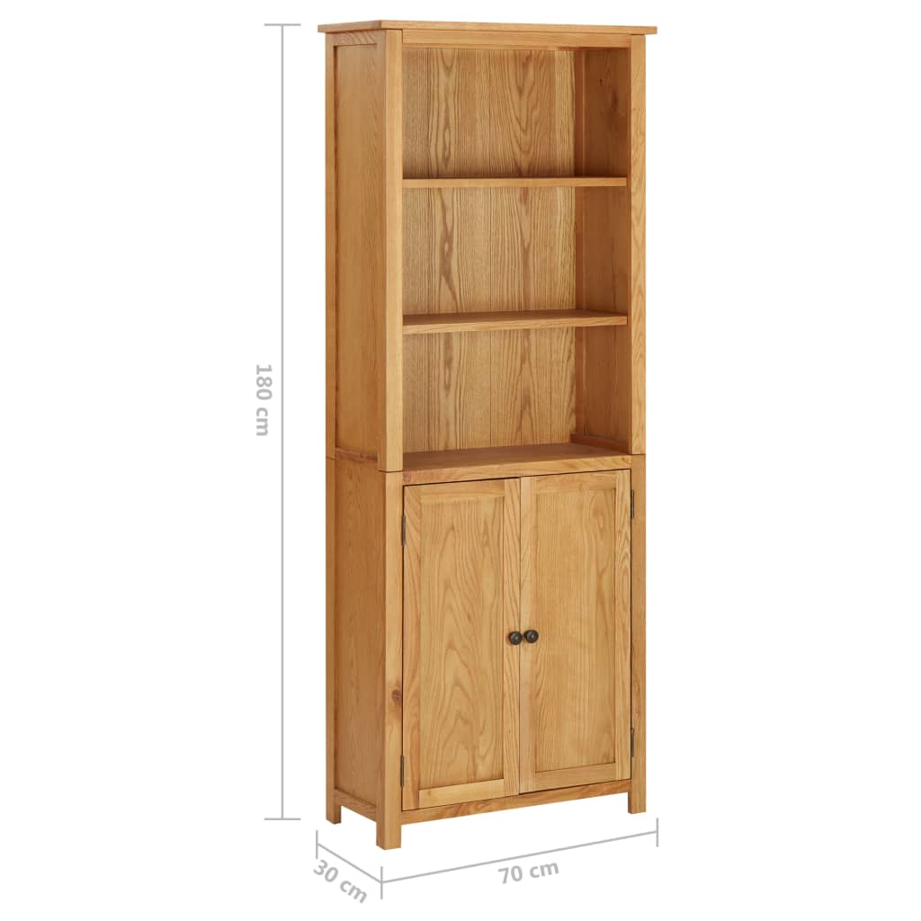 Βιβλιοθήκη με 2 Πόρτες 70 x 30 x 180 εκ. Μασίφ Ξύλο Δρυός