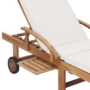 Ξαπλώστρες Κρεμ από Μασίφ Ξύλο Teak με 2 τεμ. Μαξιλάρια - PAKOBAZAAR