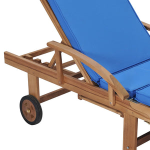 Ξαπλώστρες Μπλε από Μασίφ Ξύλο Teak με 2 τεμ. Μαξιλάρια - PAKOBAZAAR
