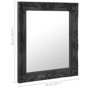 Καθρέφτης Τοίχου με Μπαρόκ Στιλ Μαύρος 50 x 60 εκ. - Pakobazaar