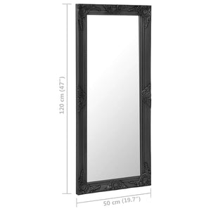 Καθρέφτης Τοίχου με Μπαρόκ Στιλ Μαύρος 50 x 120 εκ.