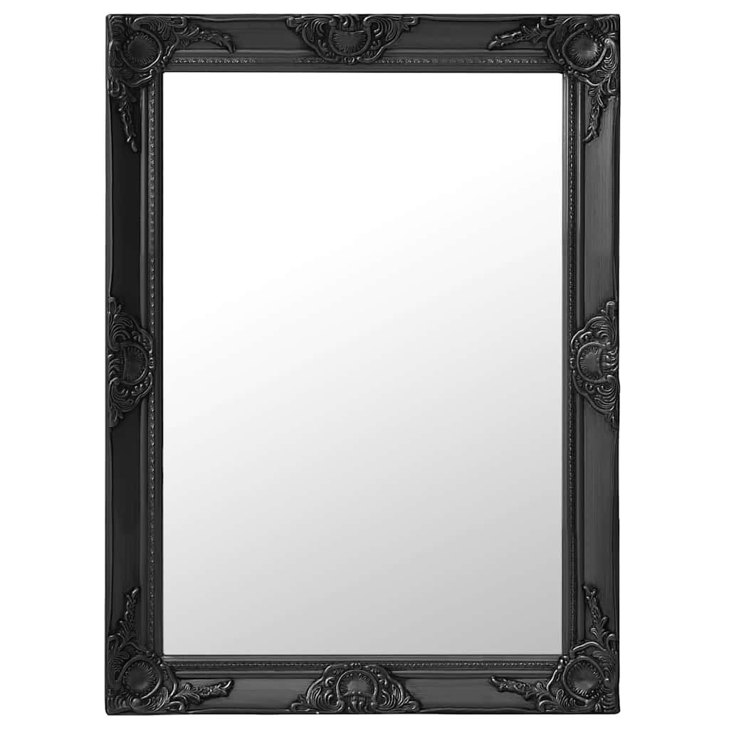 Καθρέφτης Τοίχου με Μπαρόκ Στιλ Μαύρος 60 x 80 εκ. - Pakobazaar
