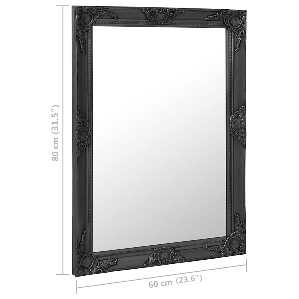 Καθρέφτης Τοίχου με Μπαρόκ Στιλ Μαύρος 60 x 80 εκ. - Pakobazaar