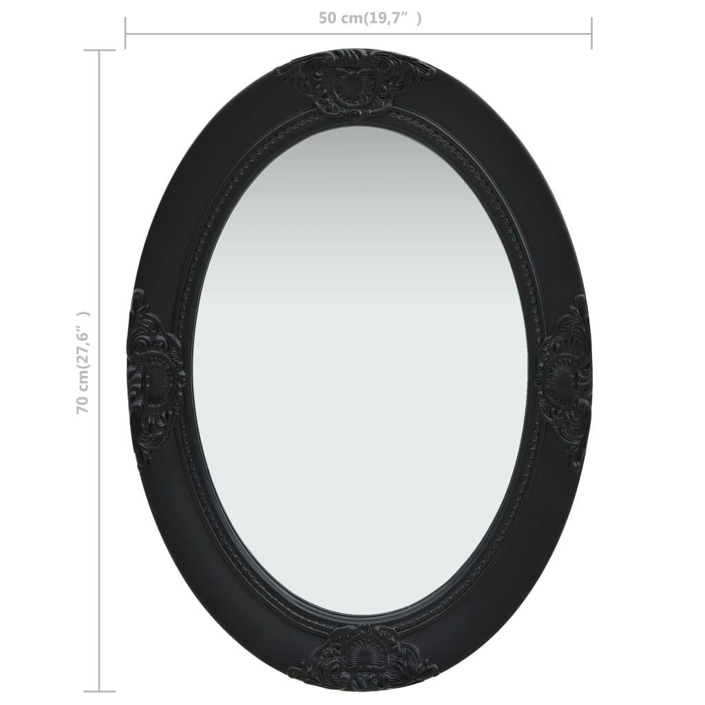 Καθρέφτης Τοίχου με Μπαρόκ Στιλ Μαύρος 50 x 70 εκ.