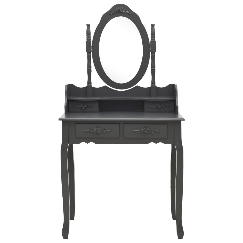 Μπουντουάρ με Σκαμπό Γκρι 75 x 69 x 140 εκ. Ξύλο Παυλώνιας - PAKOBAZAAR