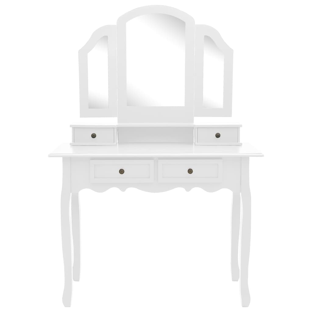Μπουντουάρ με Σκαμπό Λευκό 100 x 40 x 146 εκ. Ξύλο Παυλώνιας - PAKOBAZAAR