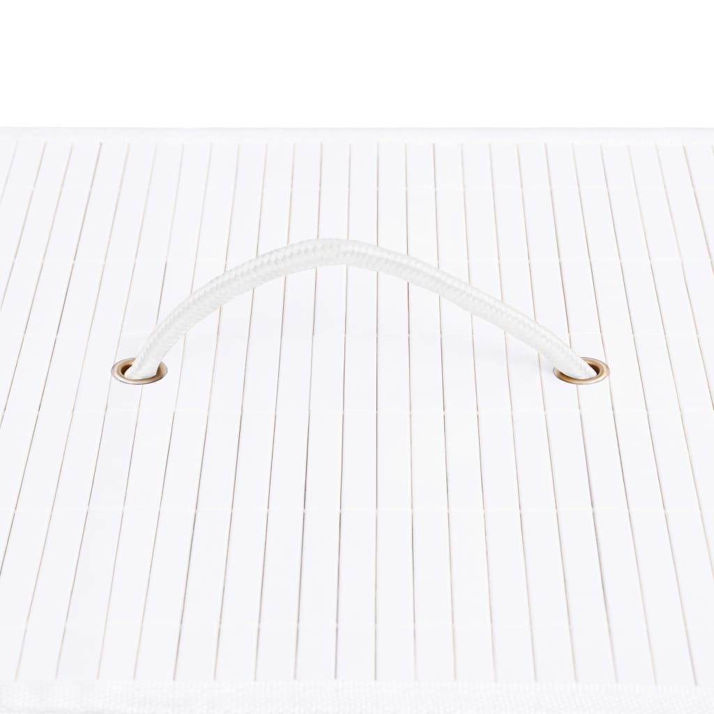 Καλάθι Άπλυτων με 2 Τμήματα Λευκό 100 Λίτρα από Μπαμπού