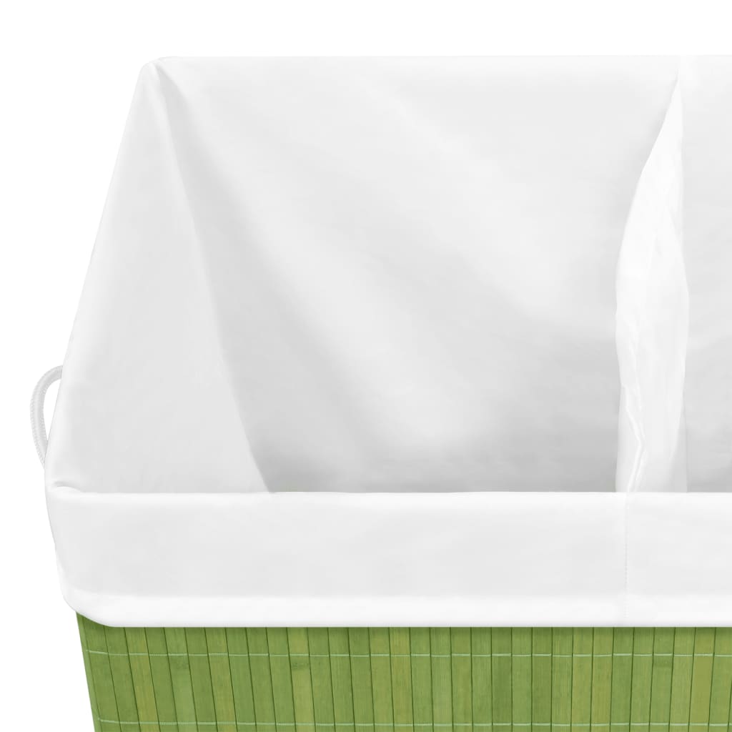 Καλάθι Άπλυτων με 2 Τμήματα Πράσινο 100 Λίτρα από Μπαμπού