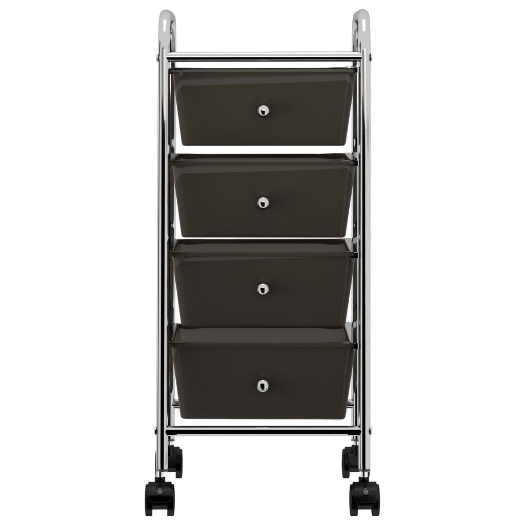 Τρόλεϊ με 4 Συρτάρια Φορητό Μαύρο Πλαστικό