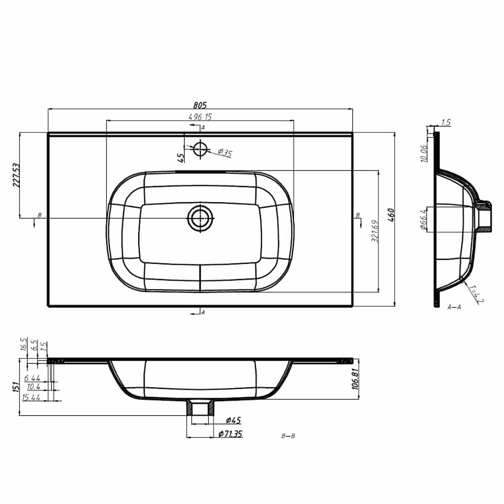 Νιπτήρας Ένθετος Λευκός 805 x 460 x 105 χιλ. από SMC