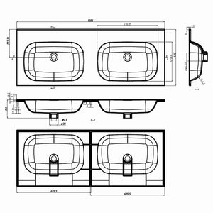 Διπλός Νιπτήρας Ενσωματωμένος Λευκός 1205x460x145 χιλ. από SMC
