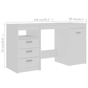 Γραφείο Λευκό 140 x 50 x 76 εκ. από Επεξ. Ξύλο - PAKOBAZAAR