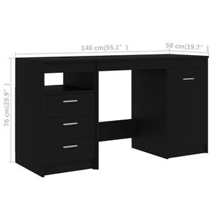 Γραφείο Μαύρο 140 x 50 x 76 εκ. από Επεξ. Ξύλο - PAKOBAZAAR