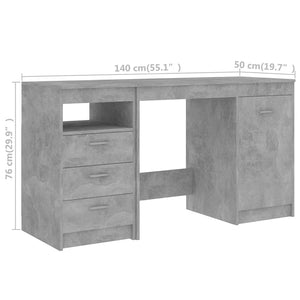 Γραφείο Γκρι Σκυροδέματος 140 x 50 x 76 εκ. από Επεξ. Ξύλο - PAKOBAZAAR