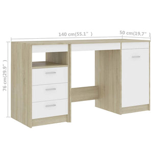 Γραφείο Λευκό / Sonoma Δρυς 140 x 50 x 76 εκ. από Μοριοσανίδα