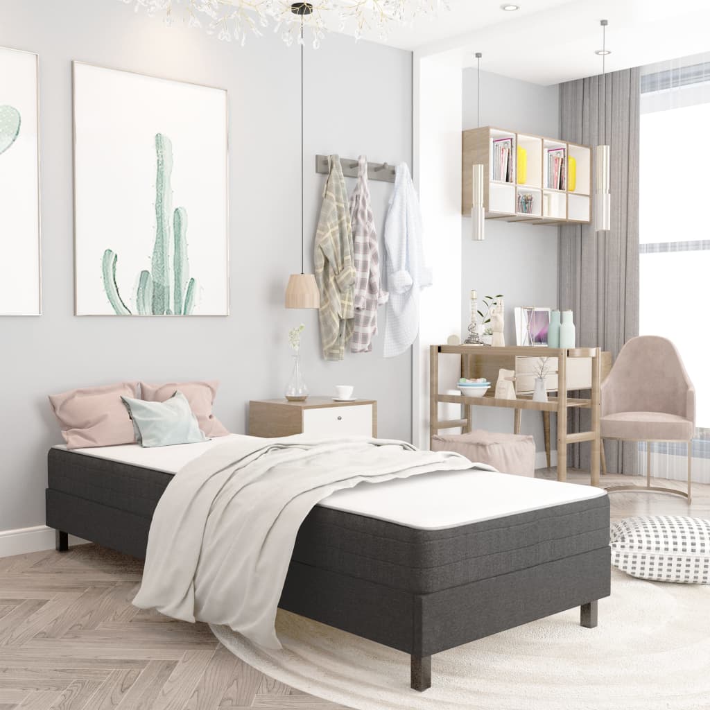 Κρεβάτι Boxspring Σκούρο Γκρι 90 x 200 εκ. Υφασμάτινο - Pakobazaar