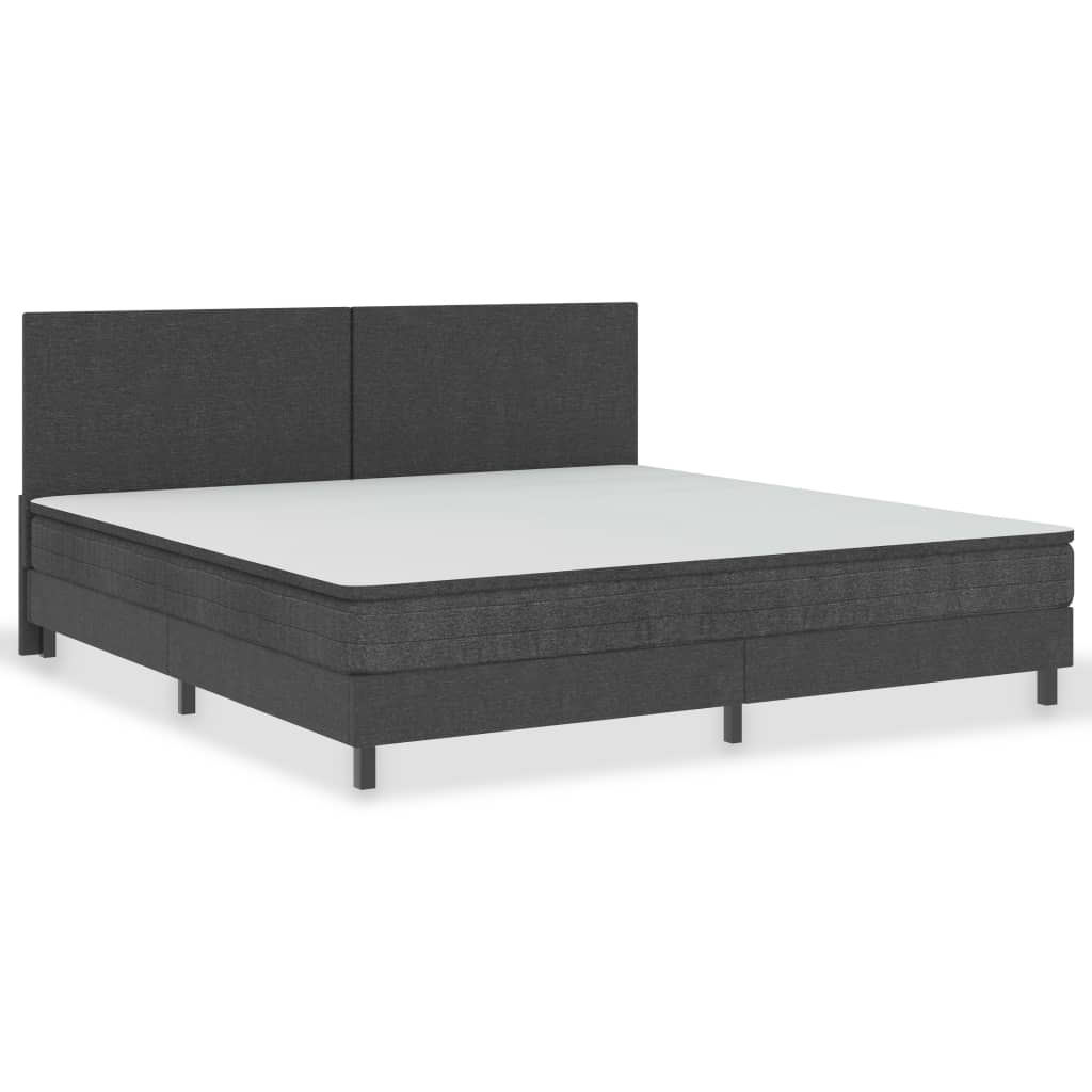 Κρεβάτι Boxspring Σκούρο Γκρι 200 x 200 εκ. Υφασμάτινο - Pakobazaar