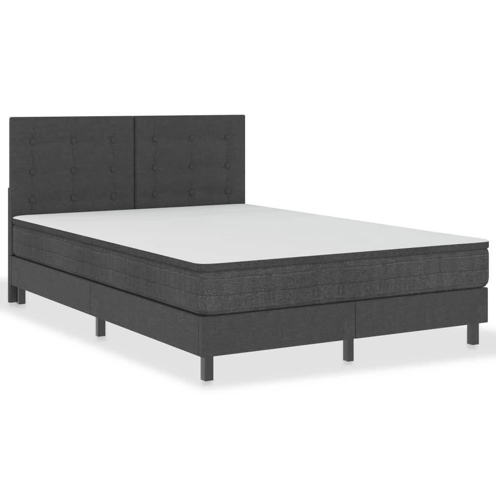 Κρεβάτι Boxspring Σκούρο Γκρι 140 x 200 εκ. Υφασμάτινο - PAKOBAZAAR