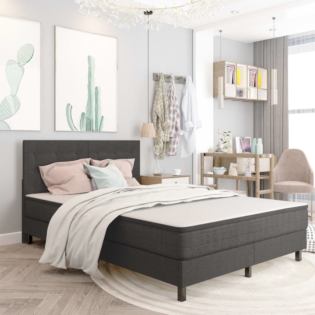 Κρεβάτι Boxspring Σκούρο Γκρι 140 x 200 εκ. Υφασμάτινο - PAKOBAZAAR