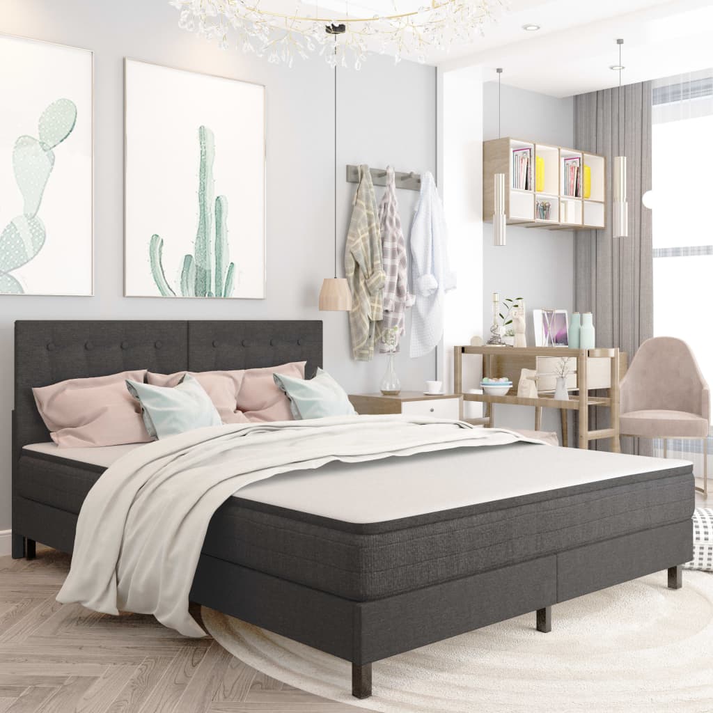 Κρεβάτι Boxspring Σκούρο Γκρι 160 x 200 εκ. Υφασμάτινο - PAKOBAZAAR