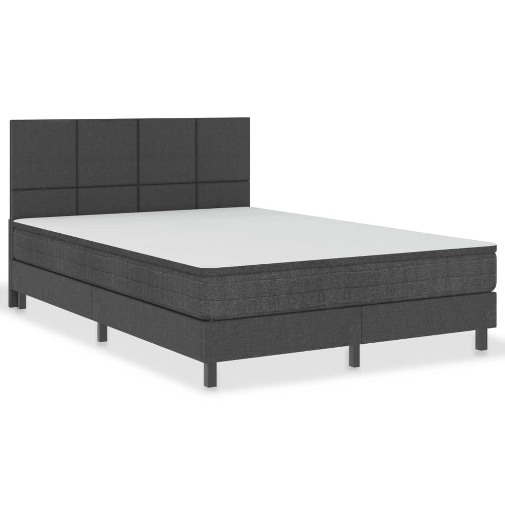 Κρεβάτι Boxspring Σκούρο Γκρι 140 x 200 εκ. Υφασμάτινο - PAKOBAZAAR