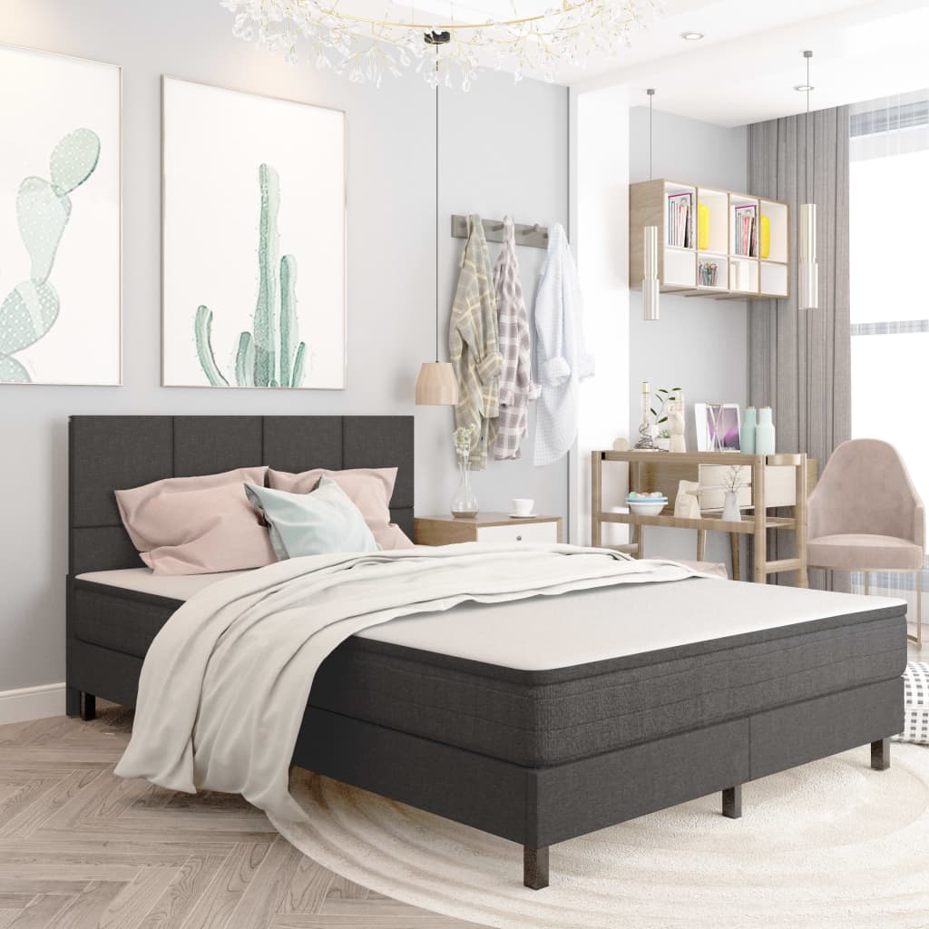 Κρεβάτι Boxspring Σκούρο Γκρι 140 x 200 εκ. Υφασμάτινο - PAKOBAZAAR