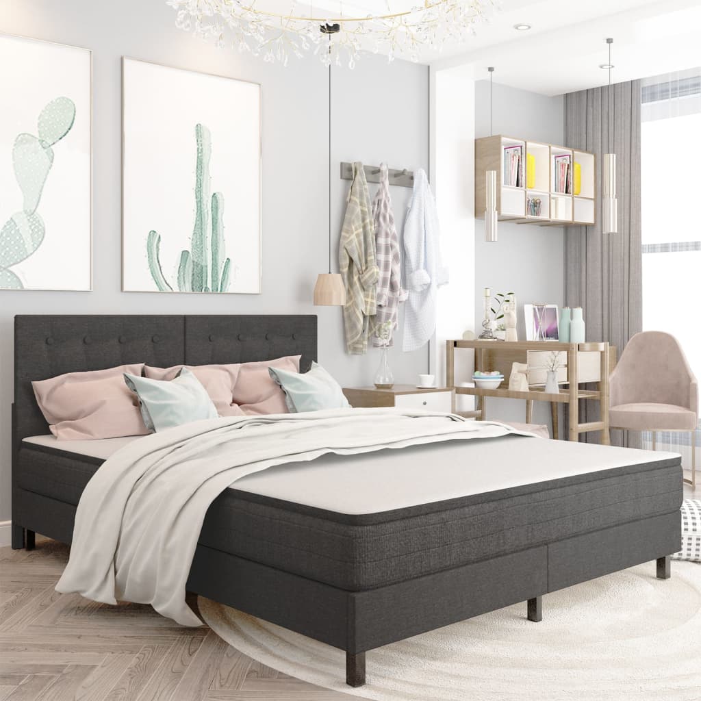 Κρεβάτι Boxspring Σκούρο Γκρι 160 x 200 εκ. Υφασμάτινο - PAKOBAZAAR