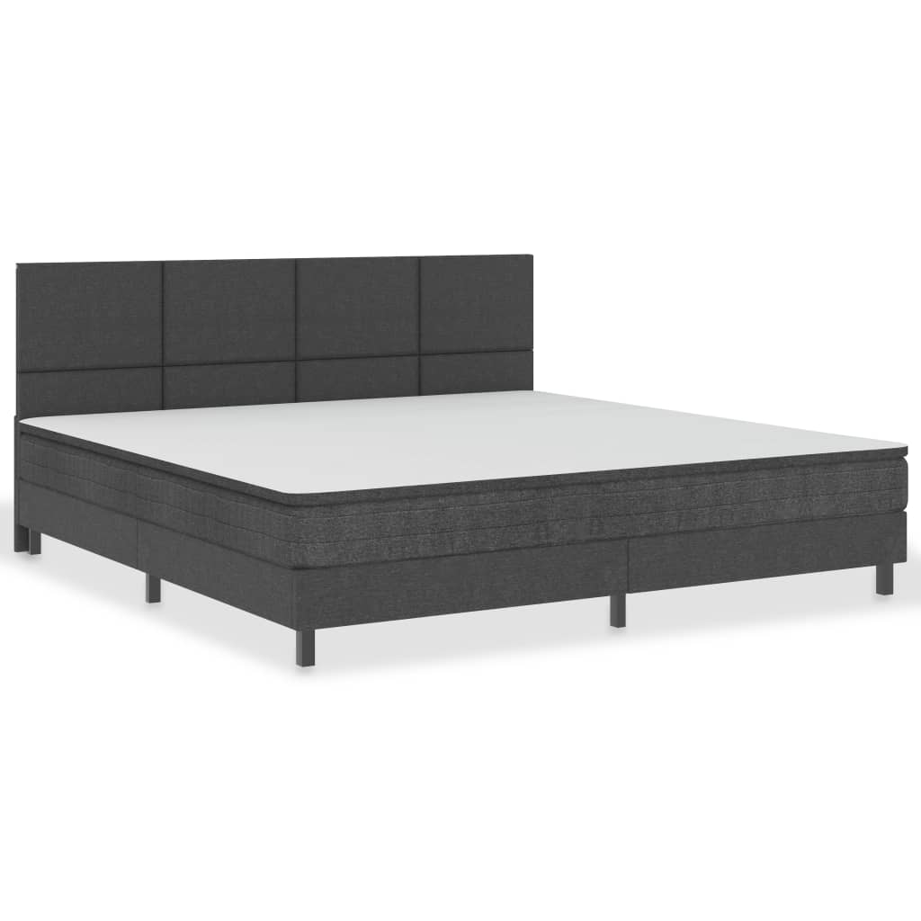 Κρεβάτι Boxspring Σκούρο Γκρι 200 x 200 εκ. Υφασμάτινο - Pakobazaar