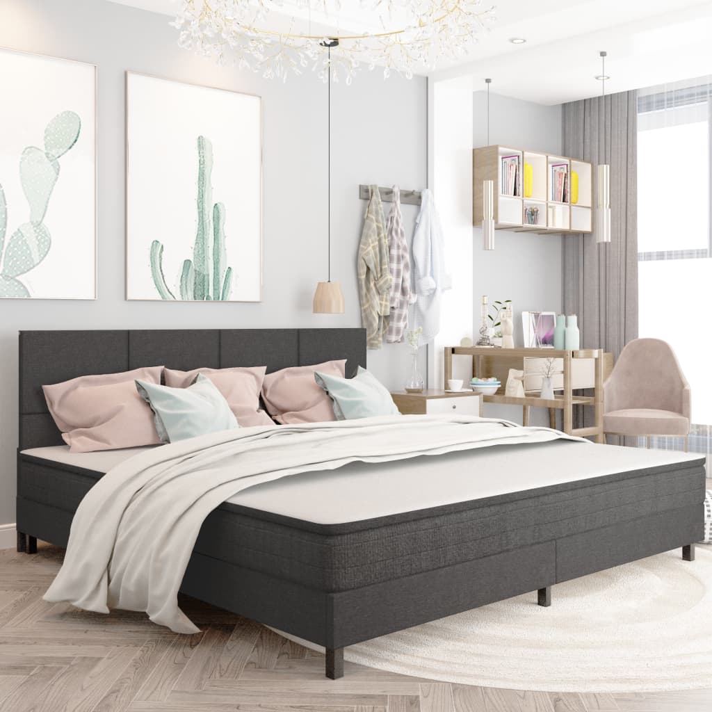 Κρεβάτι Boxspring Σκούρο Γκρι 200 x 200 εκ. Υφασμάτινο - Pakobazaar