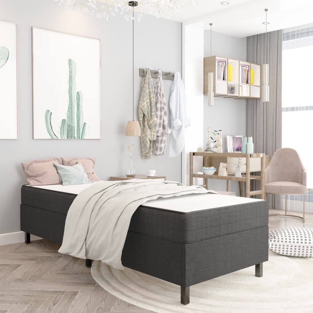 Κρεβάτι Boxspring Σκούρο Γκρι 100 x 200 εκ. Υφασμάτινο - PAKOBAZAAR