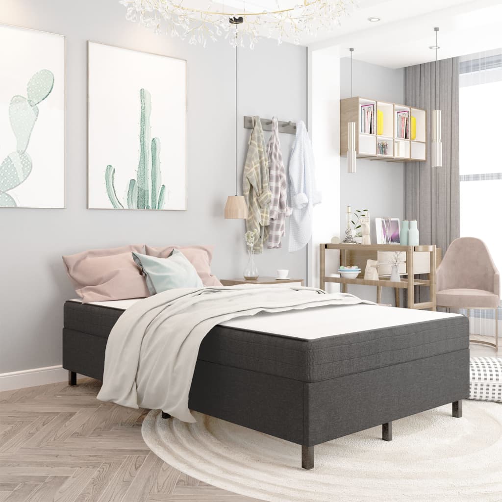Κρεβάτι Boxspring Σκούρο Γκρι 120 x 200 εκ. Υφασμάτινο - PAKOBAZAAR
