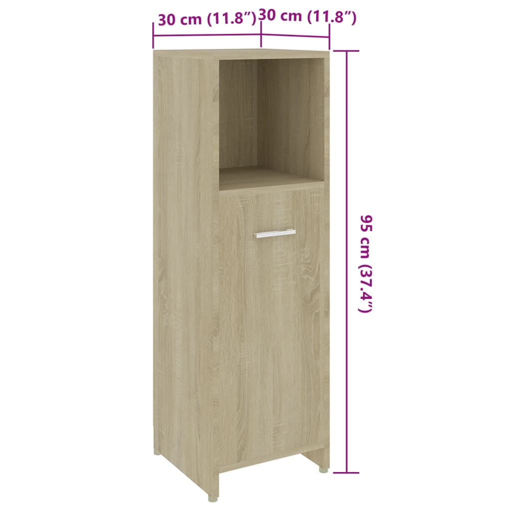 Στήλη Μπάνιου Sonoma Δρυς 30 x 30 x 95 εκ. Επεξεργασμένο Ξύλο