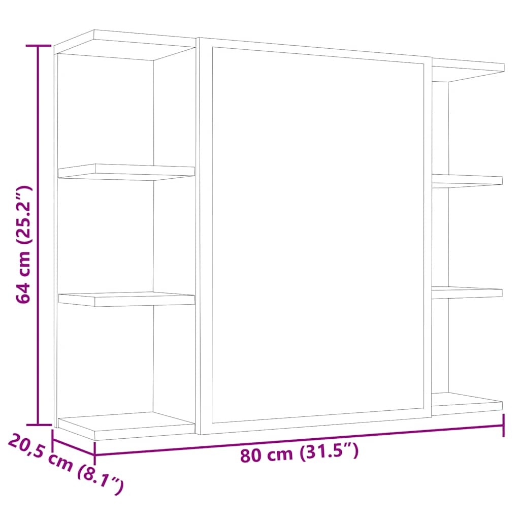 Καθρέφτης Μπάνιου Γκρι Σκυροδέματος 80x20,5x64 εκ. Επεξ. Ξύλο