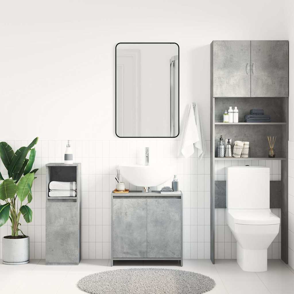 Ντουλάπι Νιπτήρα Γκρι του Σκυροδέματος 60x33x61 εκ. Επεξ. Ξύλο
