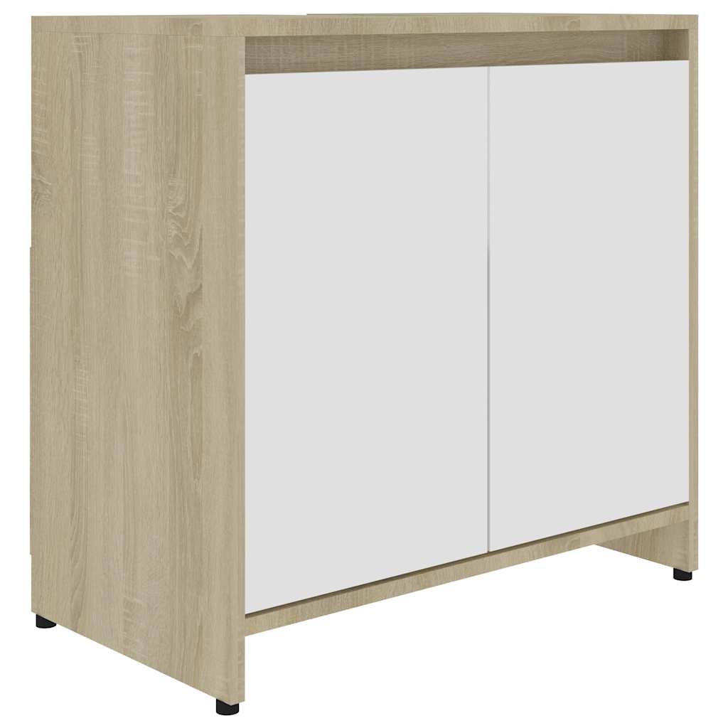 Ντουλάπι Νιπτήρα Λευκό/Sonoma Δρυς 60 x 33 x 60 εκ. Μοριοσανίδα