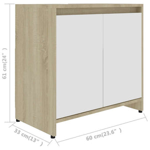 Ντουλάπι Νιπτήρα Λευκό/Sonoma Δρυς 60 x 33 x 60 εκ. Μοριοσανίδα