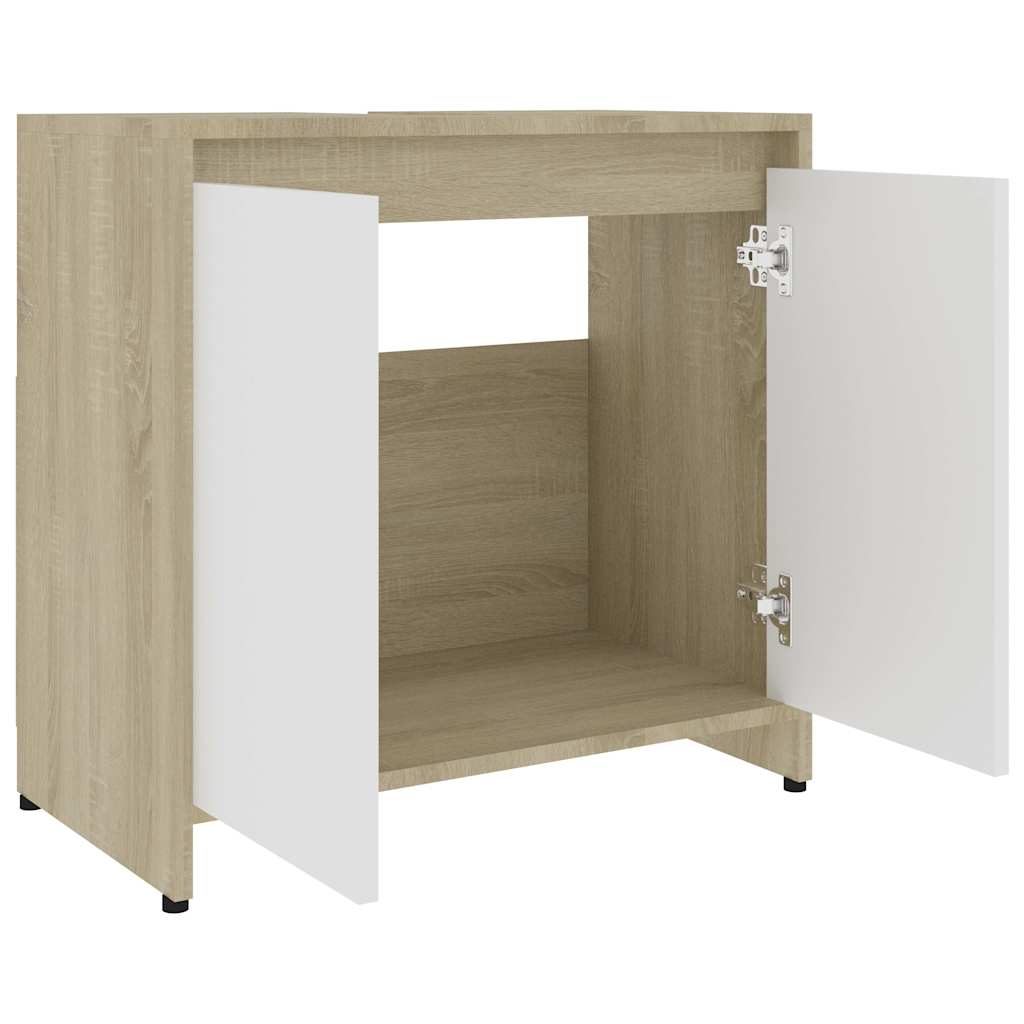 Ντουλάπι Νιπτήρα Λευκό/Sonoma Δρυς 60 x 33 x 60 εκ. Μοριοσανίδα