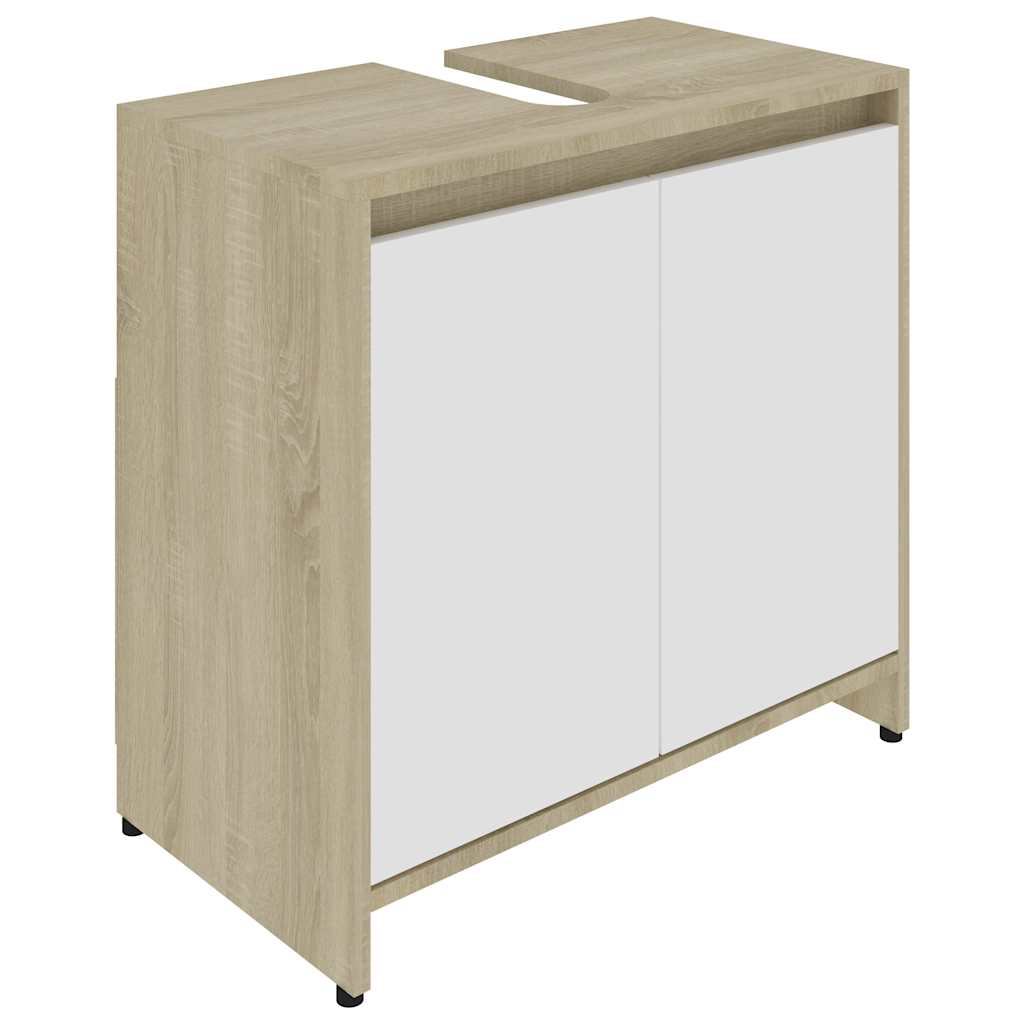 Ντουλάπι Νιπτήρα Λευκό/Sonoma Δρυς 60 x 33 x 60 εκ. Μοριοσανίδα