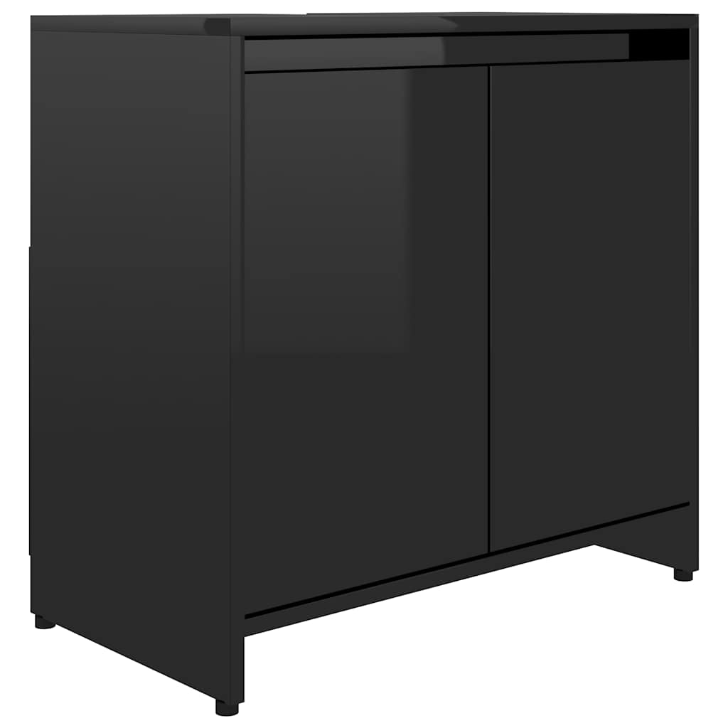 Ντουλάπι Νιπτήρα Γυαλιστερό Μαύρο 60 x 33 x 61 εκ. Επεξ. Ξύλο