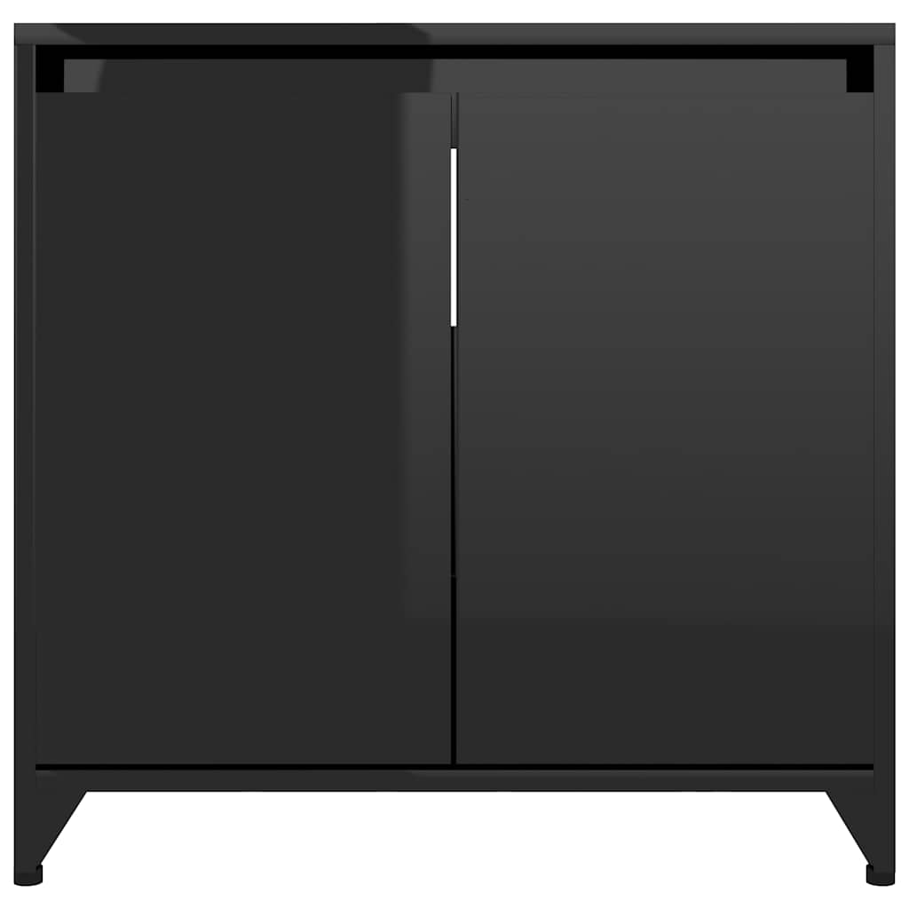 Ντουλάπι Νιπτήρα Γυαλιστερό Μαύρο 60 x 33 x 61 εκ. Επεξ. Ξύλο