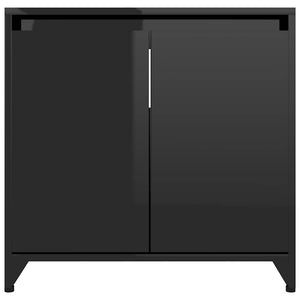 Ντουλάπι Νιπτήρα Γυαλιστερό Μαύρο 60 x 33 x 61 εκ. Επεξ. Ξύλο