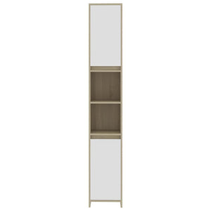 Στήλη Μπάνιου Λευκό/Sonoma Δρυς 30x30x183,5 εκ. Μοριοσανίδα