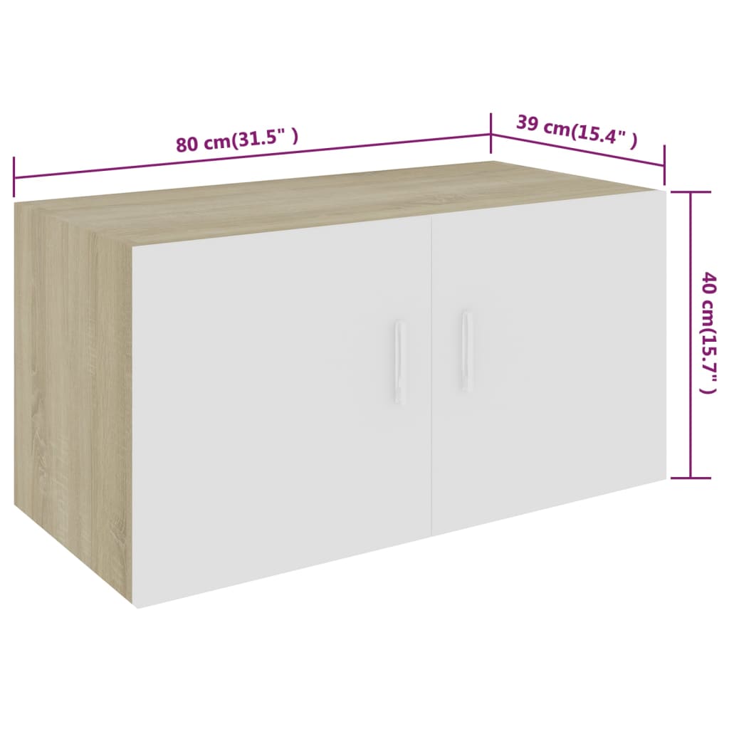 Ντουλάπι Επιτοίχιο Λευκό/Sonoma Δρυς 80x39x40εκ. από Επεξ. Ξύλο