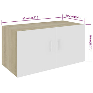 Ντουλάπι Επιτοίχιο Λευκό/Sonoma Δρυς 80x39x40εκ. από Επεξ. Ξύλο