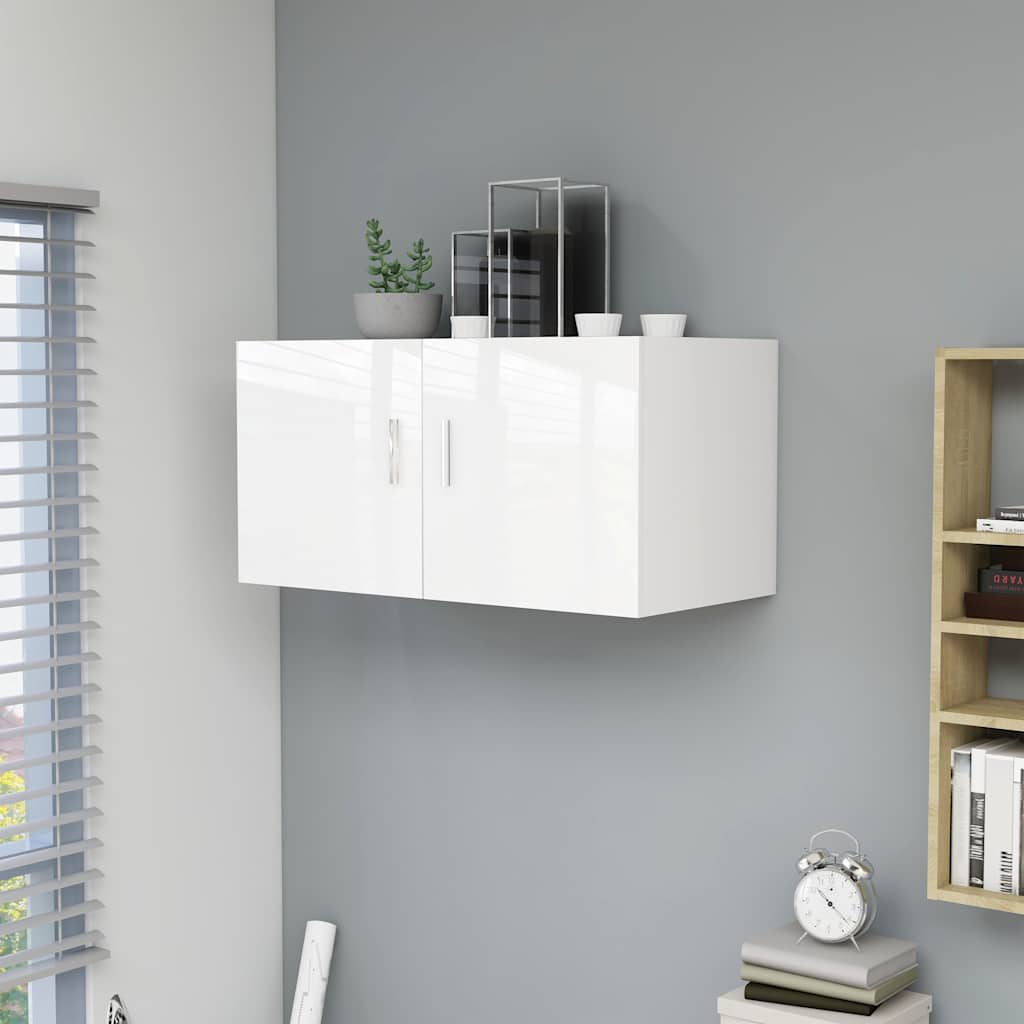 Ντουλάπι Επιτοίχιο Γυαλιστερό Λευκό 80x39x40 εκ. από Επεξ. Ξύλο