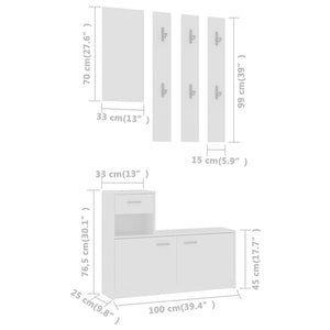 Σετ Επίπλων Χολ Λευκό 100 x 25 x 76,5 εκ. από Μοριοσανίδα