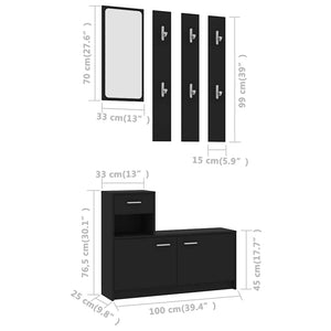 Σετ Επίπλων Χολ Μαύρο 100 x 25 x 76,5 εκ. από Μοριοσανίδα